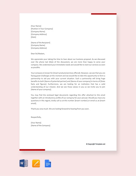 business proposal letter for partnership