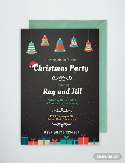 chalkboard christmas invitation card template