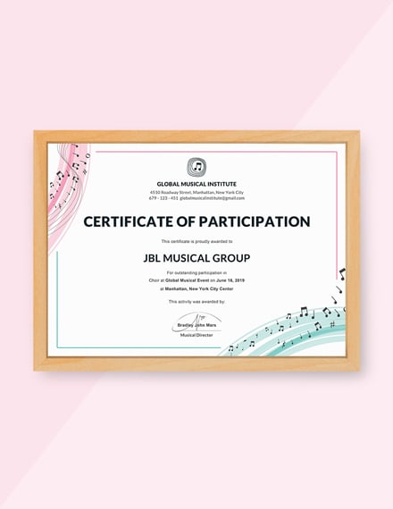 choir participation certificate
