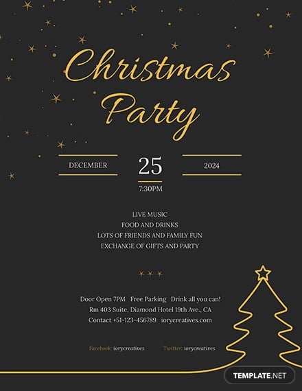 christmas holiday party flyer template