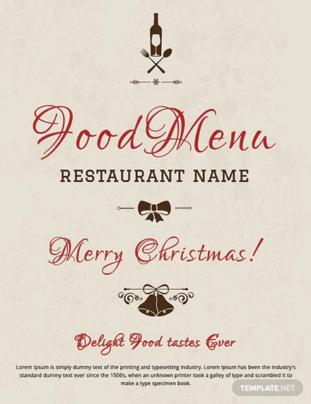 christmas menu flyer template