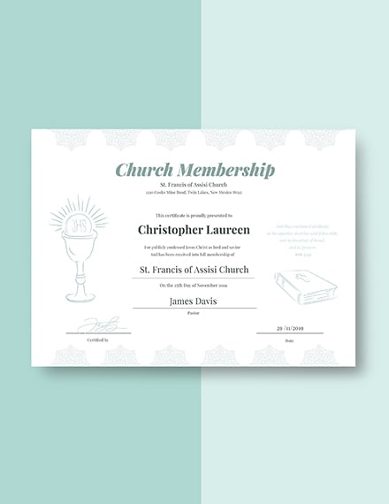 church membership certificate