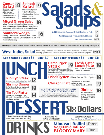 clean typographic lunch menu design