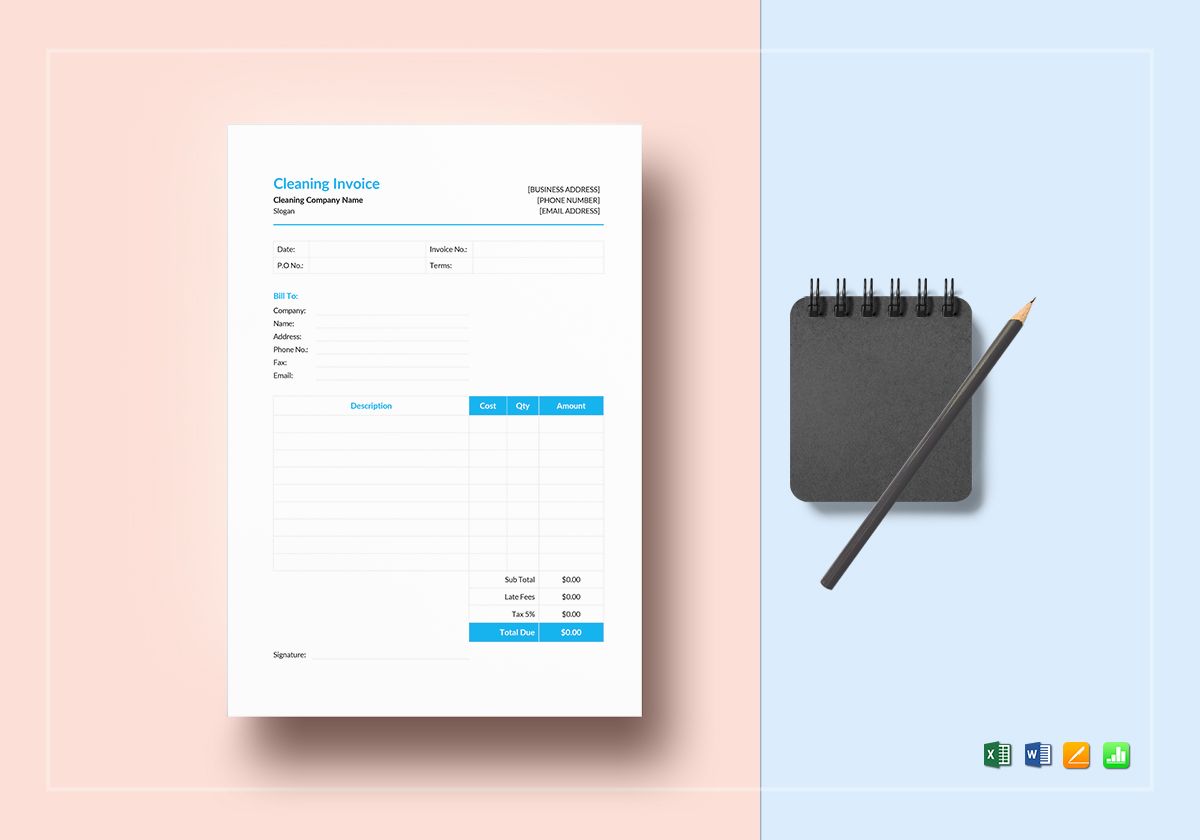 cleaning invoice template