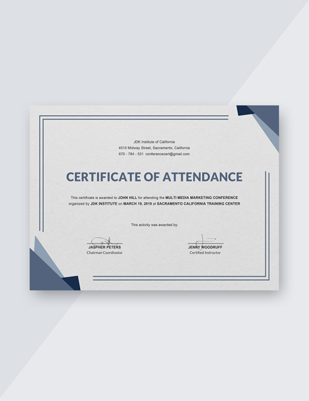 conference attendance certificate