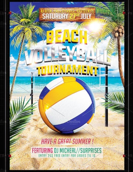 creative beach volleyball flyer