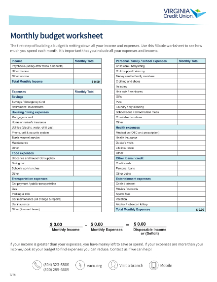 9+ Monthly Budget Worksheet Templates