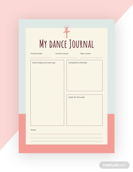dance journal template in psd