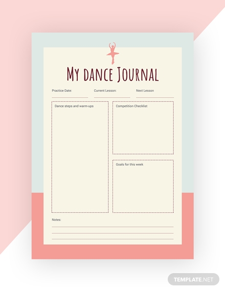 dance journal template