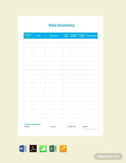 data inventory template