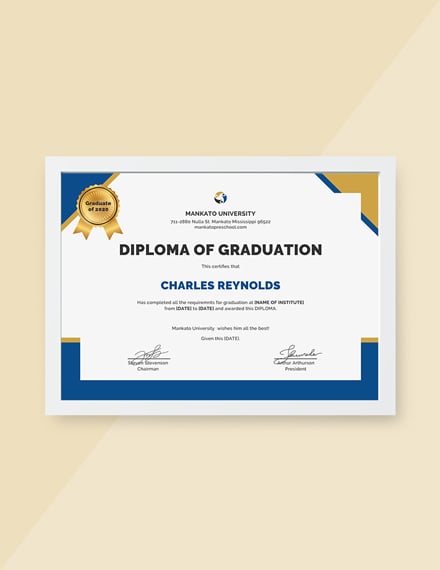 diploma of graduation certificate