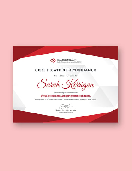 employee attendance certificate