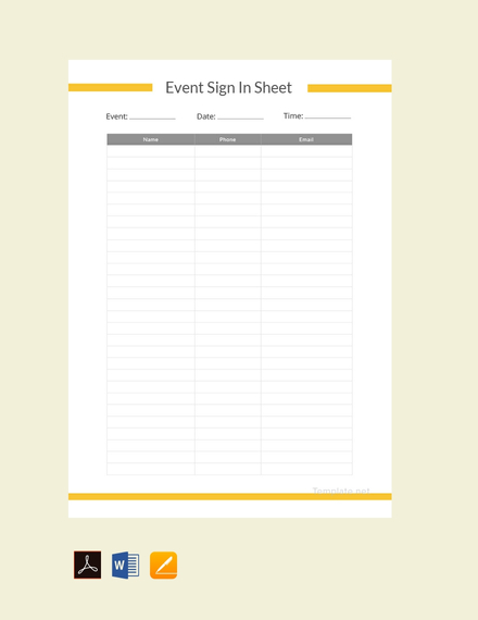 event sign in sheet