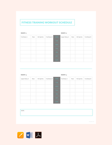 10+ Workout Schedule Templates - Word, PDF, Docs