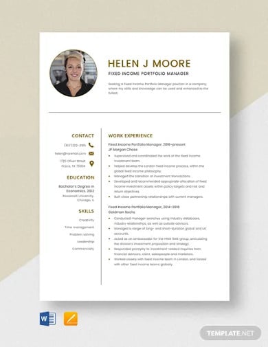 fixed-income-portfolio-manager-resume-template