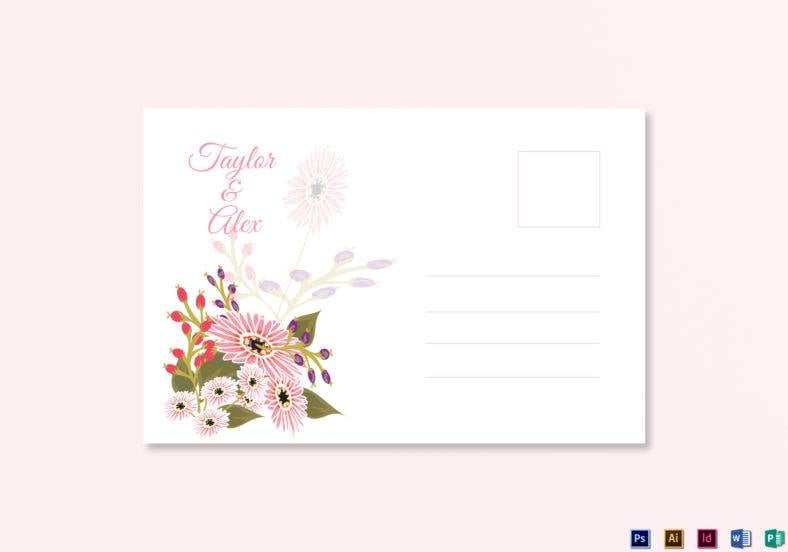 floral wedding post card template in word 788x