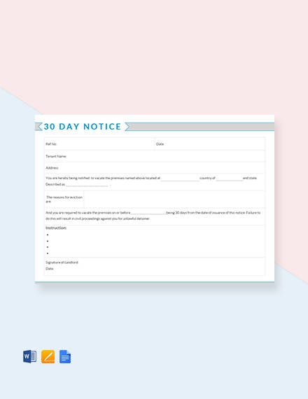 free 30 day notice template