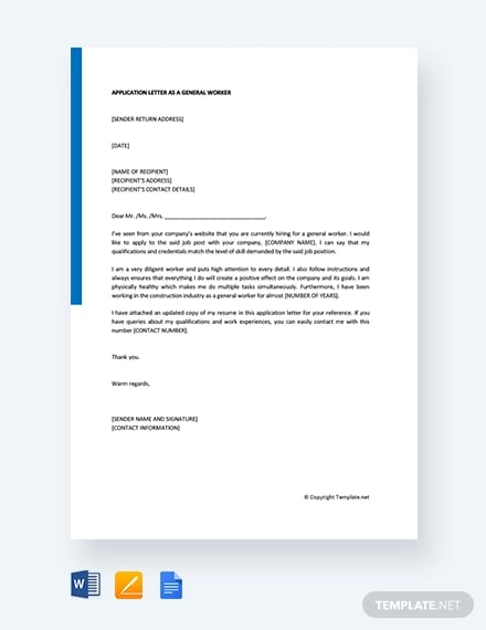 short application letter for factory worker