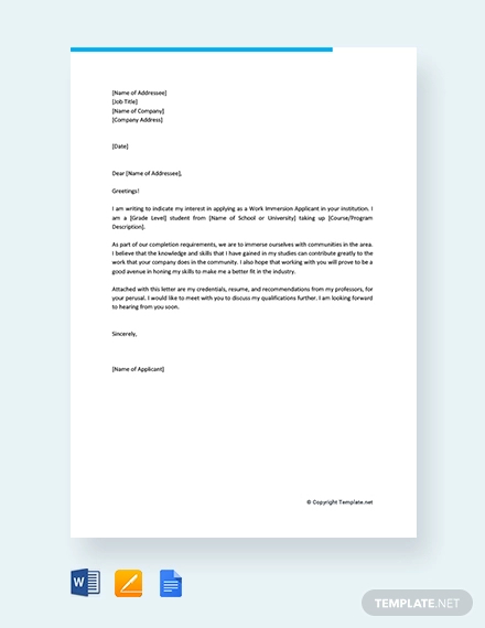 24+ Sample Work Application Letters