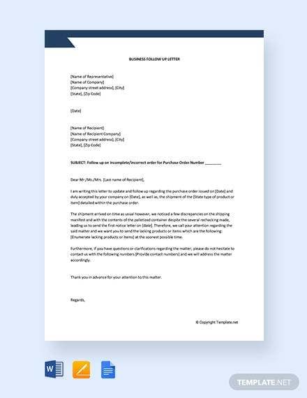 free business follow up letter