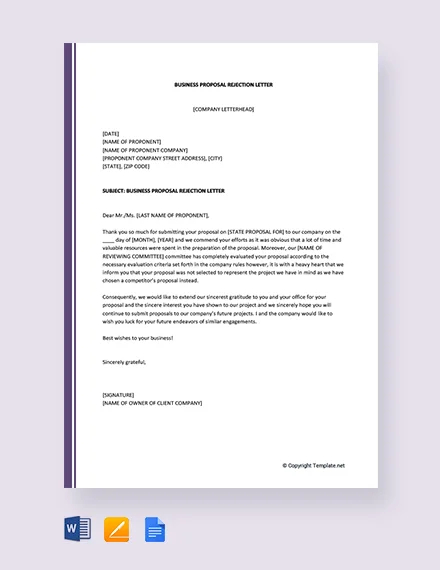 Business Rejection Letter Templates - 11+ Free Word, PDF Format Downlaod