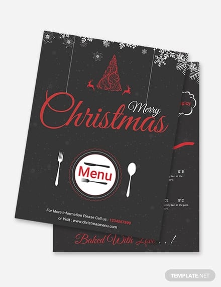free christmas menu flyer template