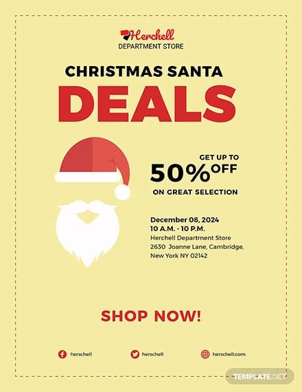 free christmas santa sale flyer template