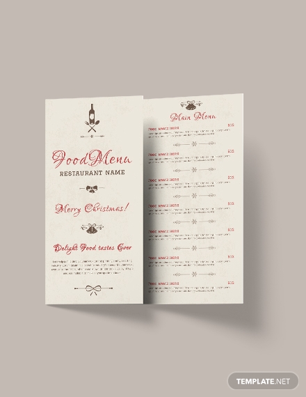 free christmas tri fold menu brochure template