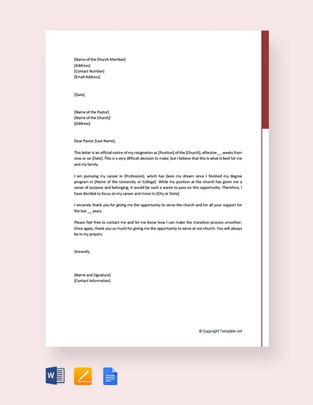 Letter Of Resignation From Committee from images.template.net