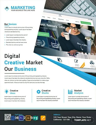 free digital creative marketing flyer template