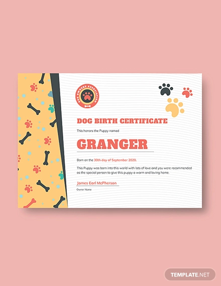 12+ Pet Birth Certificate Designs &amp; Templates - PDF, PSD, AI, InDesign