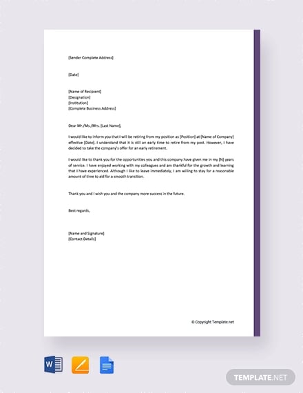 Resignation Retirement Letter Samples from images.template.net