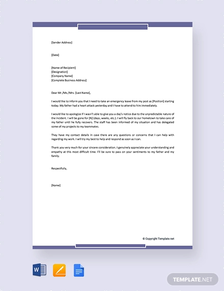 14 Emergency Leave Letter Templates Pdf Free Premium Templates