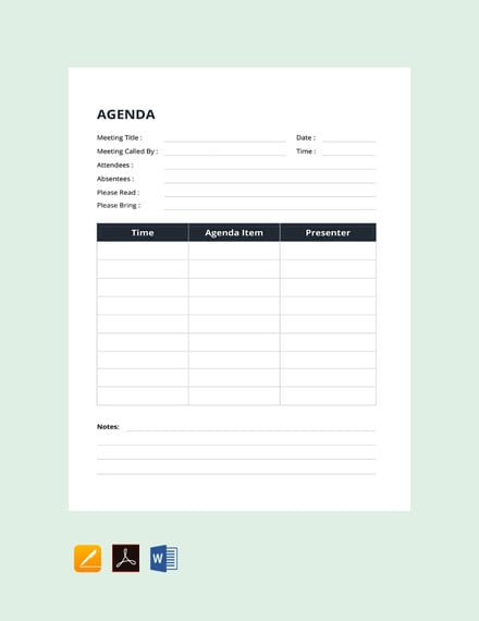 free example of agenda template
