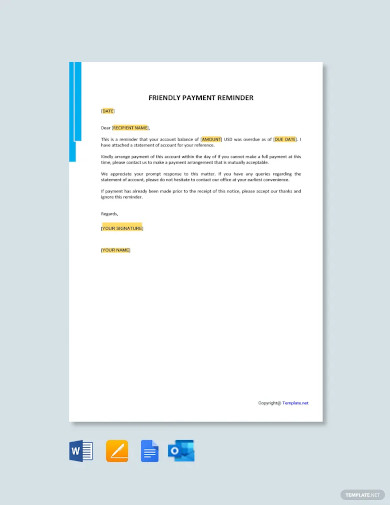 free friendly payment reminder letter templates