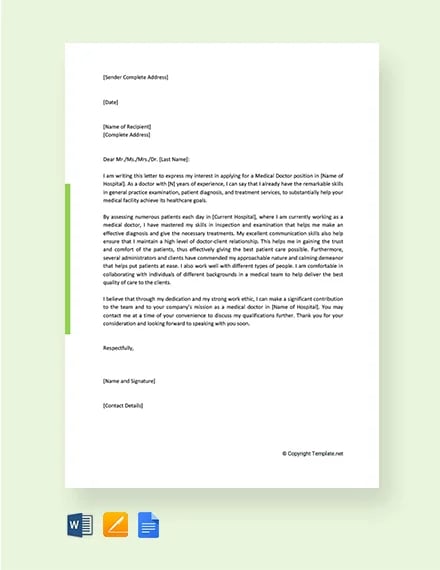 cover letter for job doctor