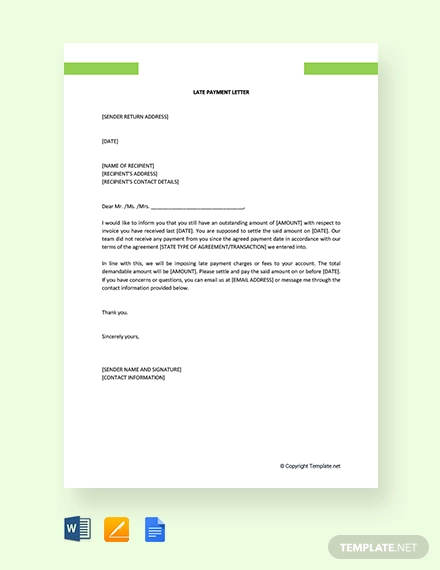 11+ Late Payment Letter Templates - Word, Google Docs, Pages
