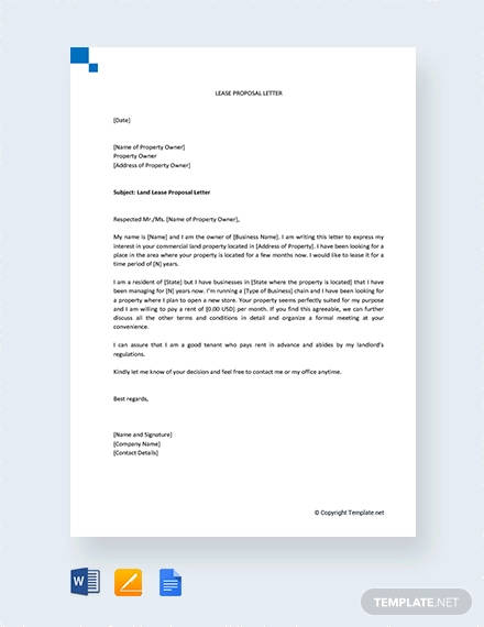 free lease proposal letter