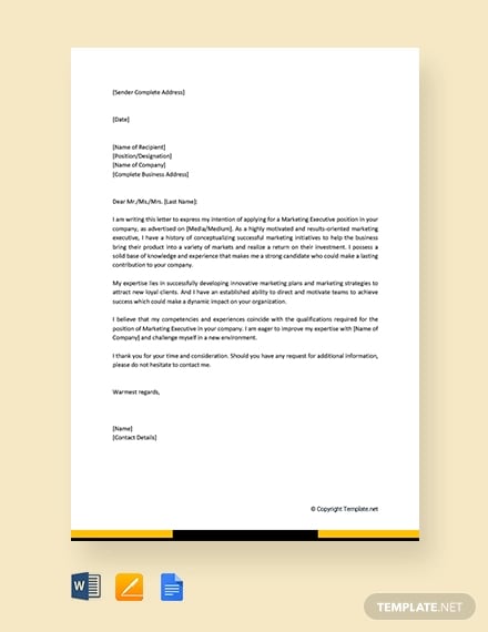 application letter for marketing without experience