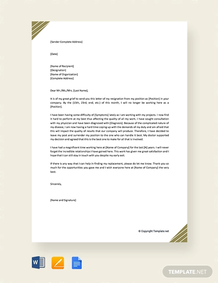 Medical Resignation Letters Template - 11+ Free Word, PDF Format Download