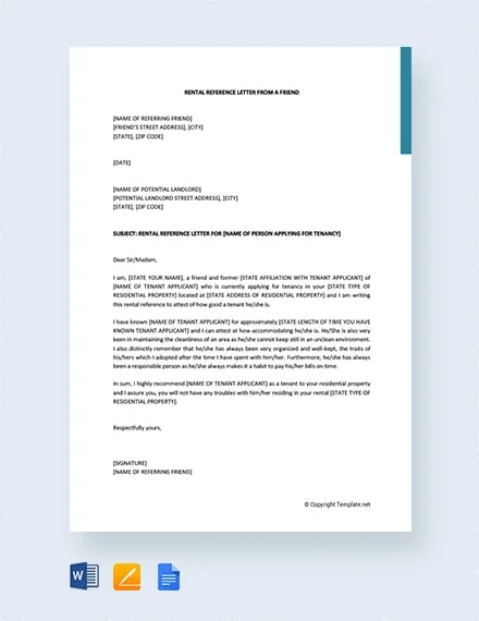 12 Rental Reference Letter Templates Free Sample Example Format