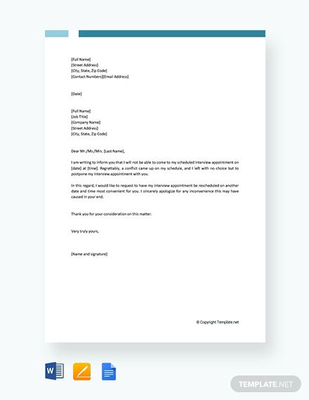 Reschedule Appointment Letter Template - 11+ Word, PDF Format Download!