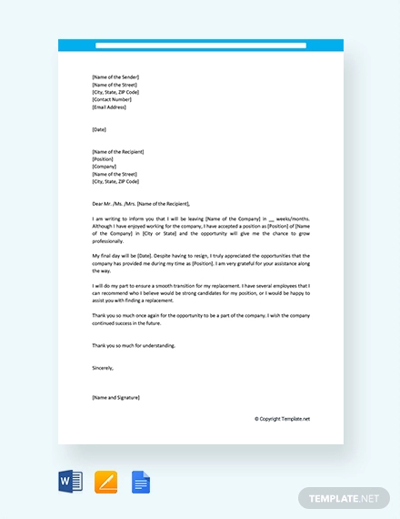 Resignation Letter with Reason Template - 13+ Free Word, PDF Format ...