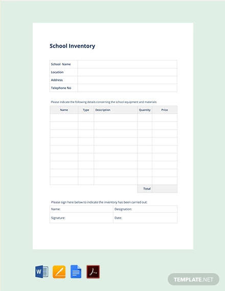 free school inventory template