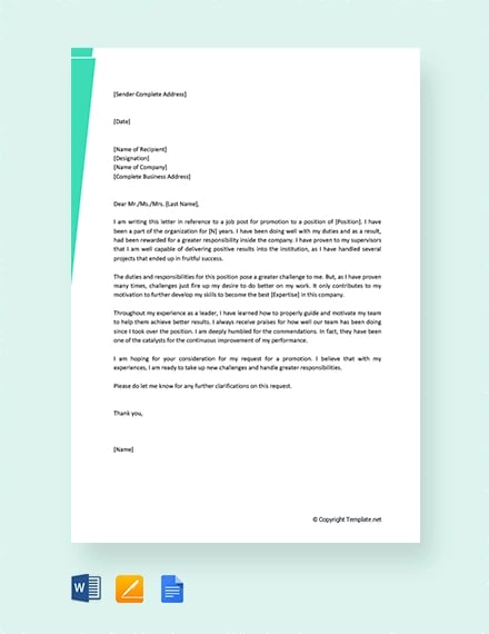 free self promotion recommendation letter