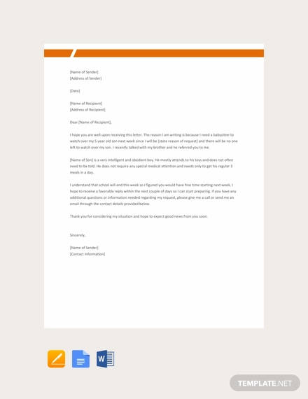free simple request letter template