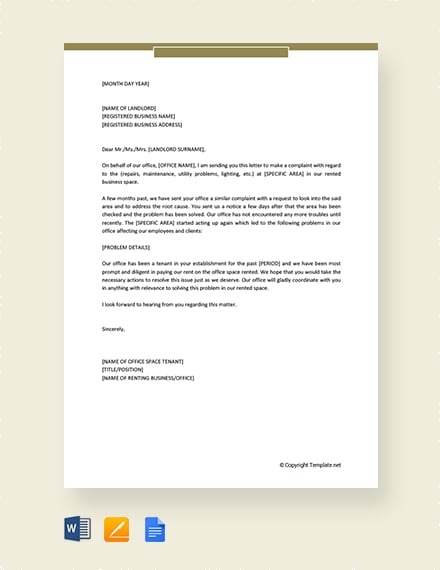 free tenant complaint letter