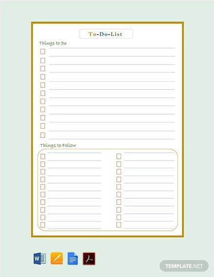 Free todo list template