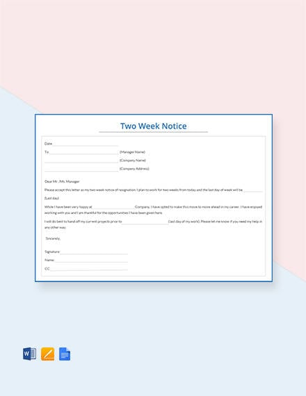 free two week notice template