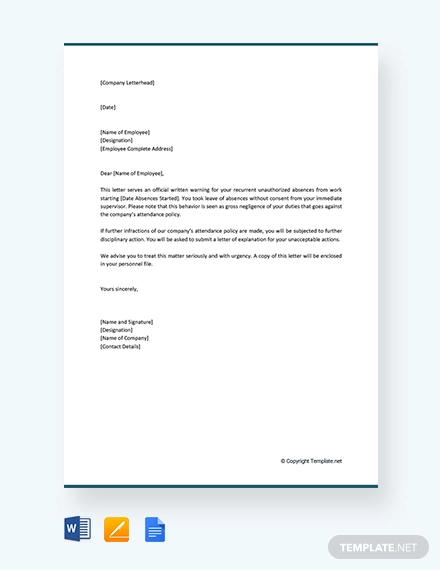 attendance-warning-letter-template-11-word-pdf-format-download